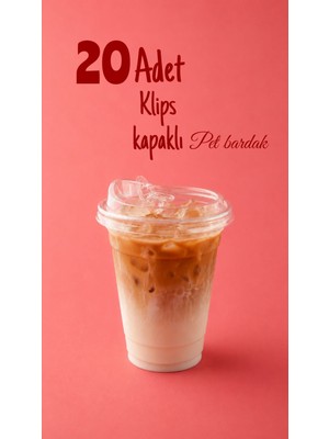 350 cc Kapaklı Sert Plastik Bardak Pet Bardak Limonata Soğuk Içecek Kahve Latte Bardağı