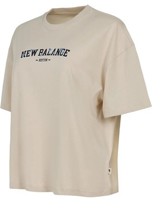 New Balance Nb Lifestyle Women T-Shirt WNT3632-MBM Bej Tişört