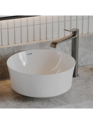 Die Grup Oval Deliksiz Lavabo 40 cm Beyaz Seramik Tasarım