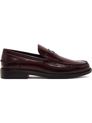 Derimod Erkek Bordo Deri Klasik Loafer WM750033DA