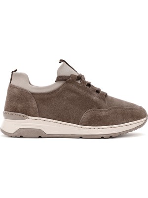 Derimod Kadın Vizon Bağcıklı Kalın Tabanlı Süet Deri Sneaker AF460008DS