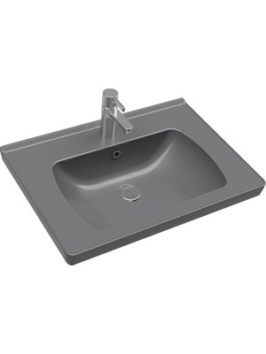 Die Grup 60 cm Etajerli Lavabo, Mat Antrasit Tasarım