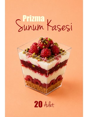 Ezupack Kübik Prizma Mika Magnolya Bardağı Kase Plastik Şeffaf Sunum Kabı 200CC 20ADET Tatlı&meze Salata