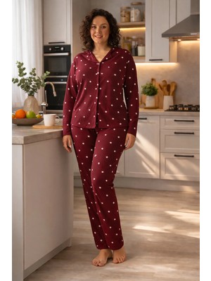 Bravie Süet Gömlek Yumuşak Dokulu Büyük Beden Pijama Takımı 7230 Yıldız