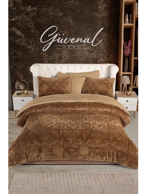 Güvenal Vome | Çantalı Jakarlı Çift Taraflı Wellsoft (230 x 250 Cm) Battal Boy Yorgan Seti | 1 Yorgan + 2 Yastık Kılıfı | Yumuşak Dokulu Kabarık Kışlık Yorgan | Çeyizlik