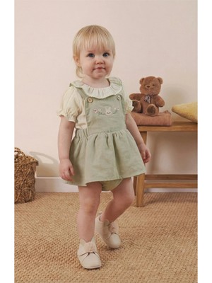 Bupper Tavşan Çiçek Nakışlı Romper Takım