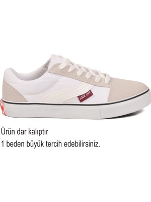 Look Life Beyaz Dar Kalıp Erkek Kanvas Hava Alabilen Rahat Sneaker Spor Ayakkabı 1002 G