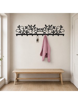 Awt Store Dekoratif Metal Duvar Askılığı Yapraklı Sarmaşık Tasarımlı