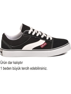 Look Life Siyah Dar Kalıp Erkek Kanvas Hava Alabilen Rahat Sneaker Spor Ayakkabı 1002 G