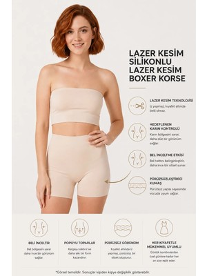 Bravie Kadın Etkili Lazer Kesim Silikonlu Boxer Korse 2024