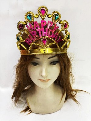 Hace Bazaar Altın Renk Happy Birthday Yazılı Doğum Günü Tacı 60 cm
