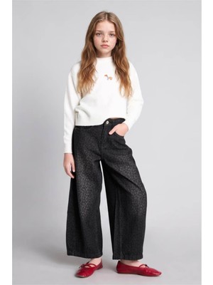 Defacto Wide Leg Siyah Kız Çocuk Jean Pantolon I2642A8/NM40