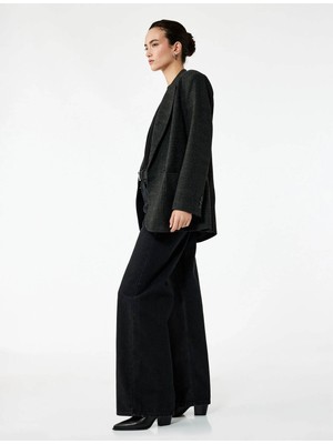 Koton Wide Leg Siyah Kadın Jean Pantolon 7WAL40014MD