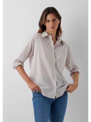 Mavi Uzun Kollu Gömlek Fig Stripe