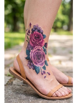BP Tattoo Renkli Peony Geçici Dövme Çiçek Dövmesi