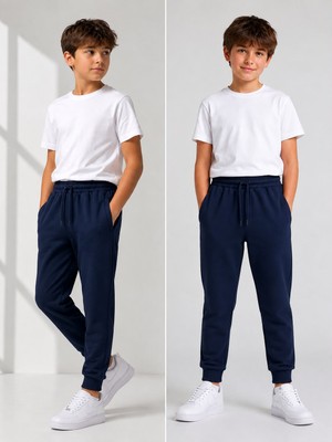 ERDEM KIDS Unisex Kız Erkek Çocuk Beli Paçası Lastikli Fermuar Cepli Okul Iki Iplik Eşofman Altı Pantolon