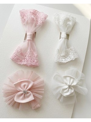 Bebila Baby Kız Bebek Bandana 4'lü Set Lastikli Mevlütlük Resim Çekimi