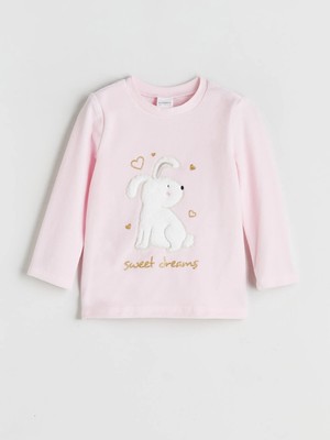Lc Waikiki Yeni Sezon Tavşan Nakışlı Kız Çocuk Pijama Üstü