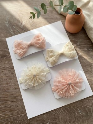 Bebila Baby Kız Bebek Bandana 4'lü Set Lastikli Mevlütlük Resim Çekimi