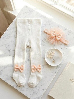 Bebila Baby Banadanalı Külotlu Çorap 2'li Set Kız Bebek & Çocuk Pamuklu Düz Renkli Külotlu Çorap Yeni Doğan Hastane Çıkışı Mevlütlük