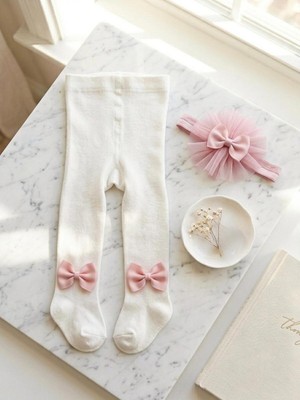 Bebila Baby Banadanalı Külotlu Çorap 2'li Set Kız Bebek & Çocuk Pamuklu Düz Renkli Külotlu Çorap Yeni Doğan Hastane Çıkışı Mevlütlük