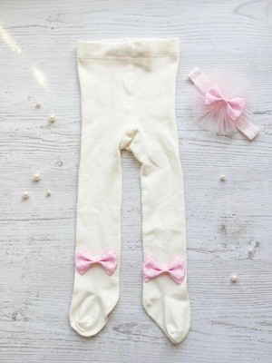 Bebila Baby Banadanalı Külotlu Çorap 2'li Set Kız Bebek & Çocuk Pamuklu Düz Renkli Külotlu Çorap Yeni Doğan Hastane Çıkışı Mevlütlük