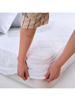 Alkar Store Yatak Koruyucu -Çarşaf - Tek-Çift Kişilik -%100 Pamuk - Kapitoneli- Fitted Çarşaf (140X200)