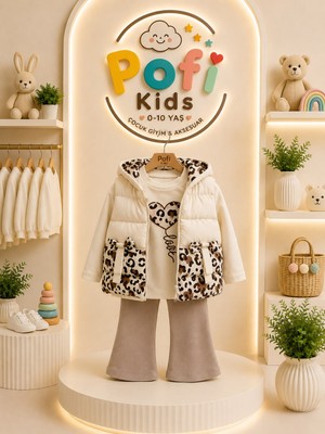 Pofi Kids Kız Bebek Kapüşonlu Şişme Yelekli 3’lü Takım (6-24 Ay)