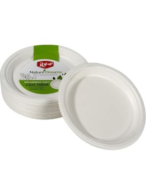 Alkar Store Roll-Up Nature Ekolojik Karton Kağıt Parti Tek Kullanımlık Tabak - 22 Cm. - 50 Adetlik 1 Paket
