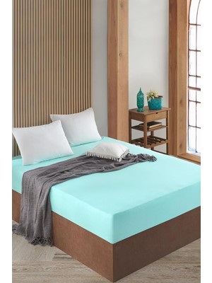 Alkar Store Ezgi Lastikli Pamuklu  Dokuma Kumaş Çarşaf Mint 100X200 cm Tek Kişilik, Carsaf