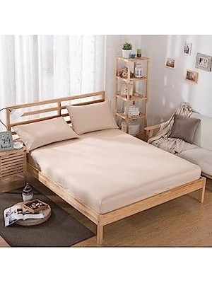 Alkar Store Pamuklu  Tek Kişilik Lastikli Çarşaf Takımı Sütlü Kahve 90X190