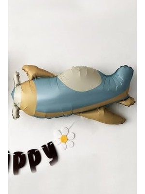 Alkar Store Retro Uçak Folyo Balon Mavi
