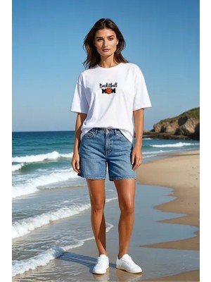 RunGear Up Kadın Basic Siyah T-Shirt - %100 Pamuklu Basketball Mom Nakışlı Kadın Tişört - Siyah %100 Pamuk Relax Fit Spor Basic T-Shirt - Basketbol Spor Kadın Tişört