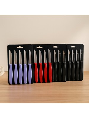 Ozkr Store 6'lı Renkli Plastik Saplı Meyve Bıçağı