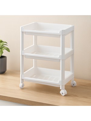 3 Katlı Tekerlekli Sepet Organizer Raf - 352X220X480 mm