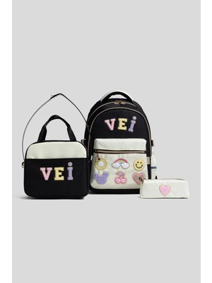 Vei Bag Veibag Ember Ilkokul, Ortaokul Çanta Seti - Beslenme Çantalı ve Kalemlikli 3'lü Set - Su Itici Kumaş