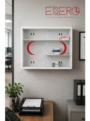 Esero  İlk Yardım Dolabı  cm Duvara Monte Ecza Dolabı PVC