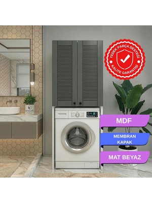 Kenz Life Kenzlife Membran Çamaşır-Kurutma-Bulaşık Makinesi Dolabı Mahidevran Gribyz Panjur 180*70*60 Mebran Kapak Mdf Gövde