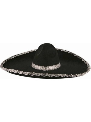 Mabelme Store Nessiworld Sombrero Meksika Şapkası Mariachi Gümüş Şeritli Yetişkin Boy