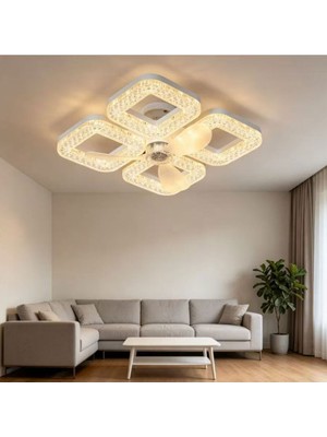 Sunlight Galaksi Kare 3 Renkli Fanlı, Dimli, Kumandalı Avize Ampul