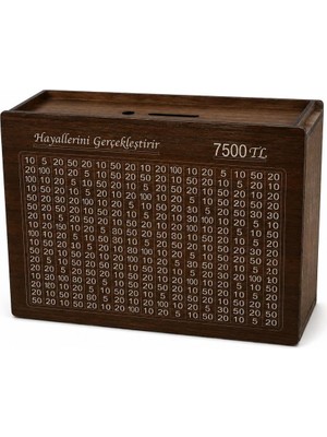 Abnturk 7500TL Ahşap Hedef Kumbara-Para Biriktirme Kutusu 23X18X6CM
