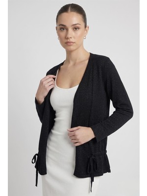 Neden Tekstil Premium Sim Dokulu Bağcık Detaylı Kadın Triko Elegant Hırka