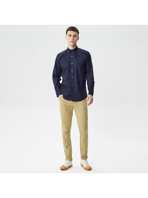 Lacoste Erkek Slim Fit Bej Keten Karışımlı Pantolon