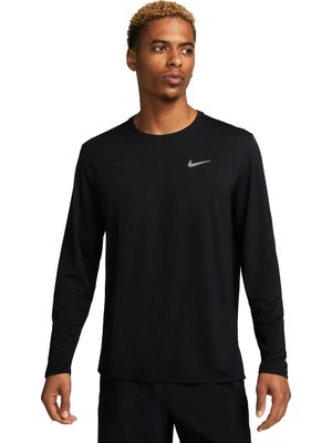 Nike Dri-Fit Uv Miler Erkek Siyah Koşu Sweatshirt