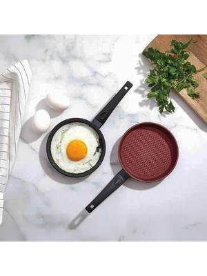 Deconox Yanmaz Yapışmaz Granit Kaplama Döküm Yuvarlak Mini Tava, Yuvarlak Yumurta ve Sos Tavası, Min