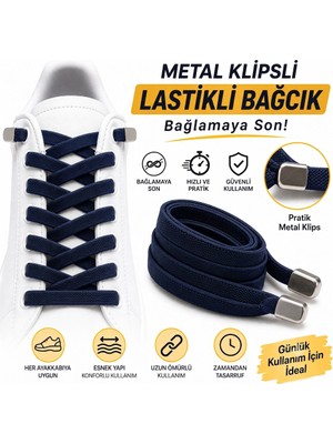 YeferStore Ultra Kullanışlı Elastik Metal Tokalı Ayakkabı Bağcığı, Giy Çıkar Pratik Bağcık, 100CM 1 Çift