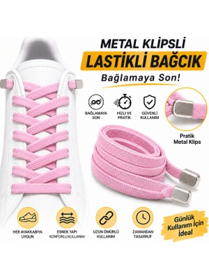YeferStore Ultra Kullanışlı Elastik Metal Tokalı Ayakkabı Bağcığı, Giy Çıkar Pratik Bağcık, 100CM 1 Çift