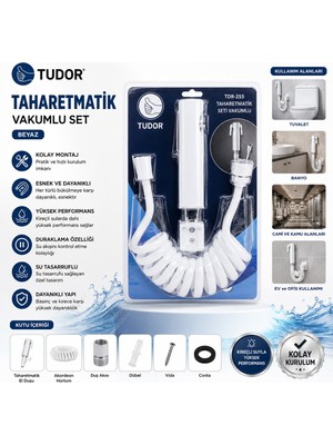 sbodurhome Beyaz Taharatmatik Seti Taharatmetik El Duşu- Hortum - Mafsal Vakumlu Set