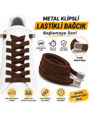 YeferStore Ultra Kullanışlı Elastik Metal Tokalı Ayakkabı Bağcığı, Giy Çıkar Pratik Bağcık, 100CM 1 Çift