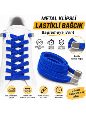 YeferStore Ultra Kullanışlı Elastik Metal Tokalı Ayakkabı Bağcığı, Giy Çıkar Pratik Bağcık, 100CM 1 Çift